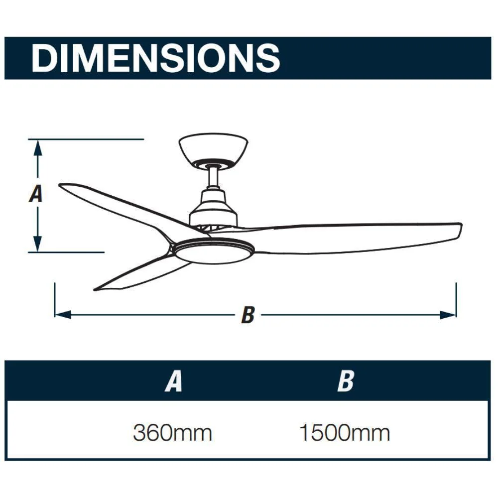 Ventair SKYFAN-60-LIGHT - 1500mm 60" DC Ceiling Fan With 20W LED Light - Smart Control Adaptable - Remote Included - Image 4