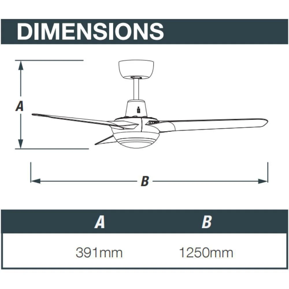Ventair SPYDA-56-LIGHT - 3 Blade 1400mm 56" Fully Moulded PC AC Ceiling Fan With 20W LED Light - Image 8