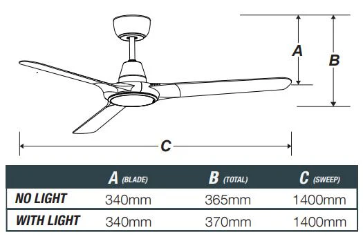 Ventair SPYDA-EC - 3 Blade 56" 1400mm EC Ceiling Fan with Switchable CCT LED Light - Image 4