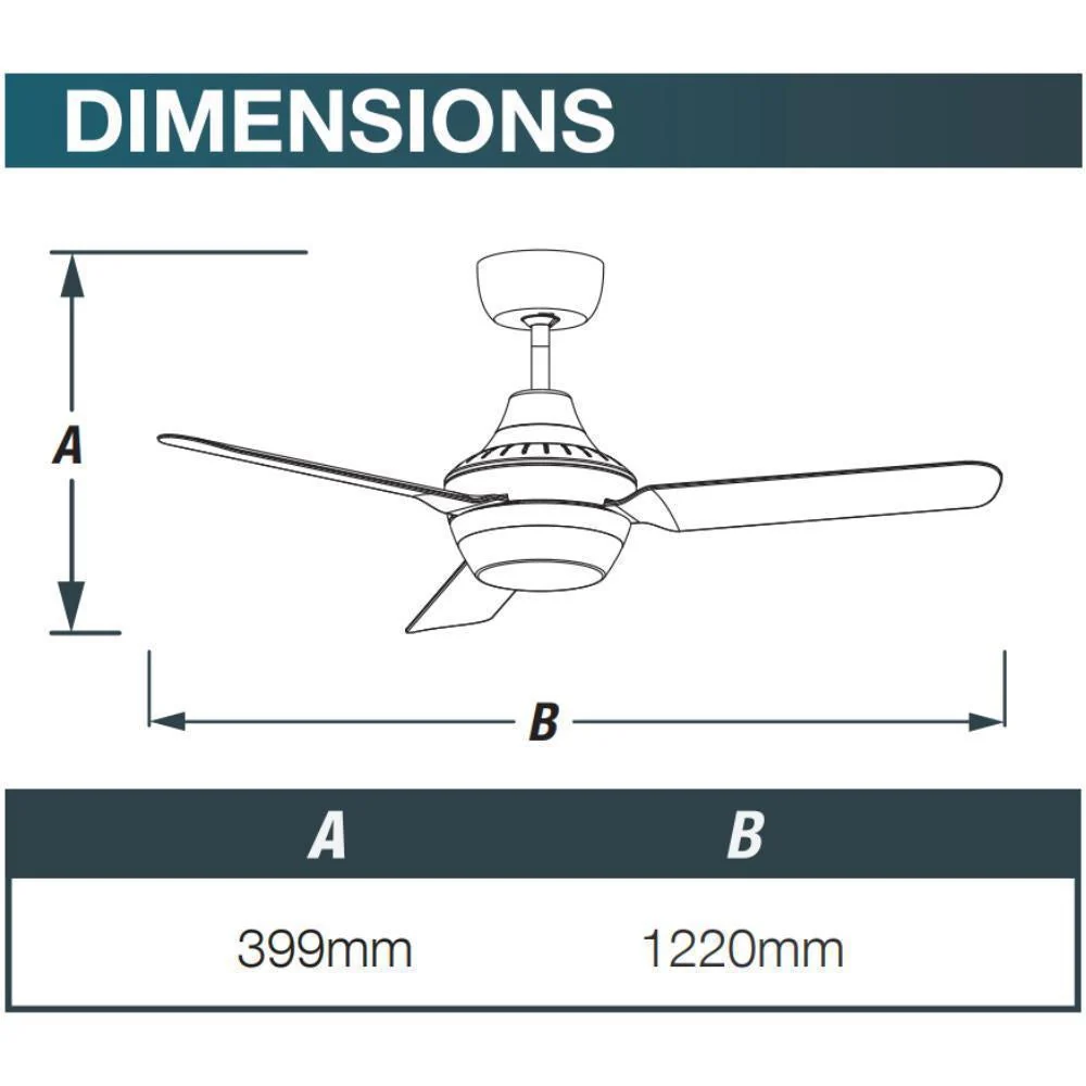 Ventair STANZA White 48" (1220mm) AC Ceiling Fan With Light And Remote - Image 2