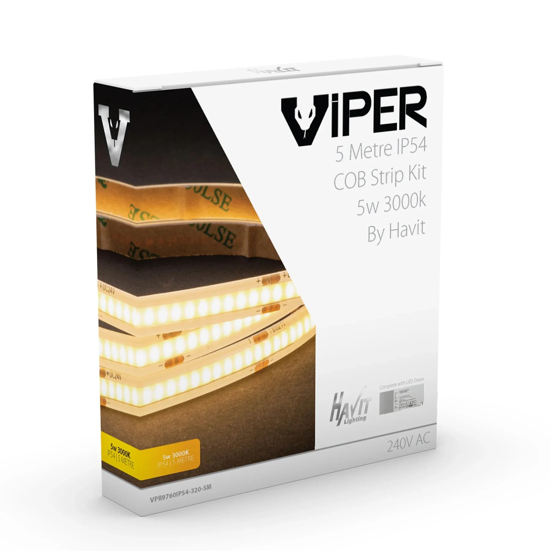 Viper COB LED Strip Kit 5w Per Metre 5m 3k, 4k, 5k Havit Lighting - VPR9760IP54-320-5M - Image 6