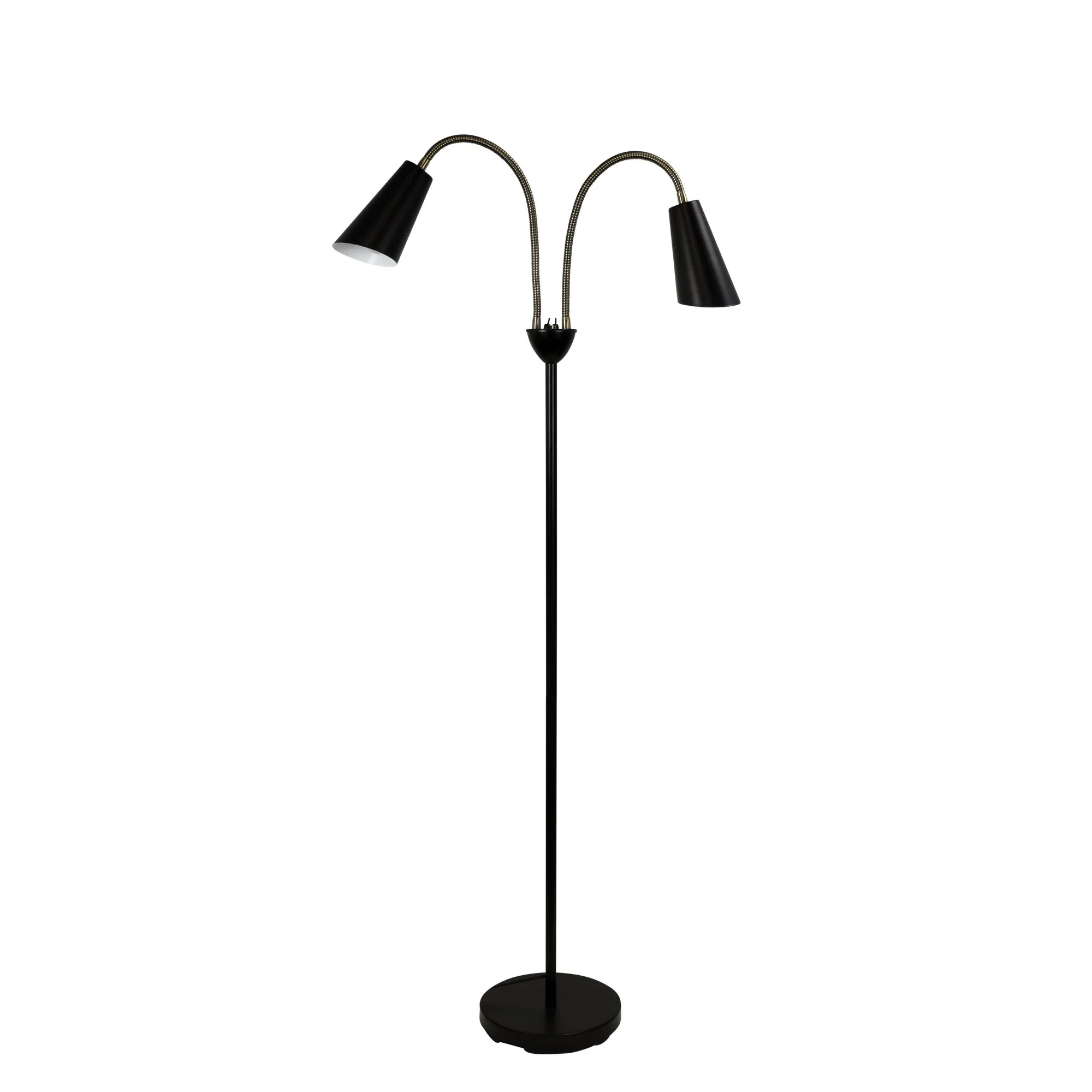 Walt 2 Light Floor Lamp Black & Antique Brass - SL98812AB