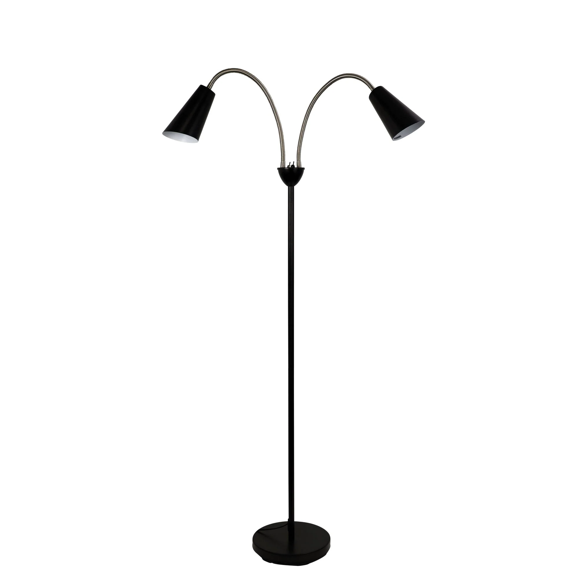 Walt 2 Light Floor Lamp Black & Brushed Chrome - SL98812BC