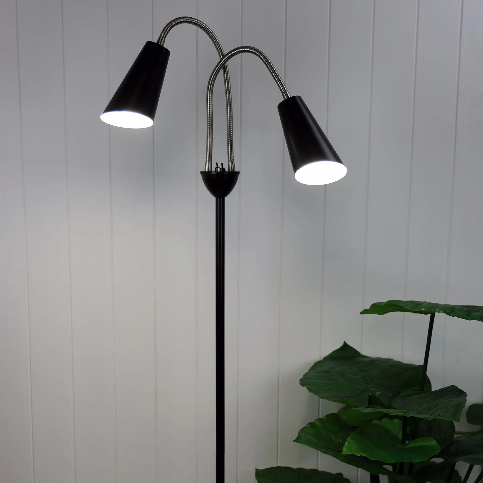 Walt 2 Light Floor Lamp Black & Brushed Chrome - SL98812BC - Image 2