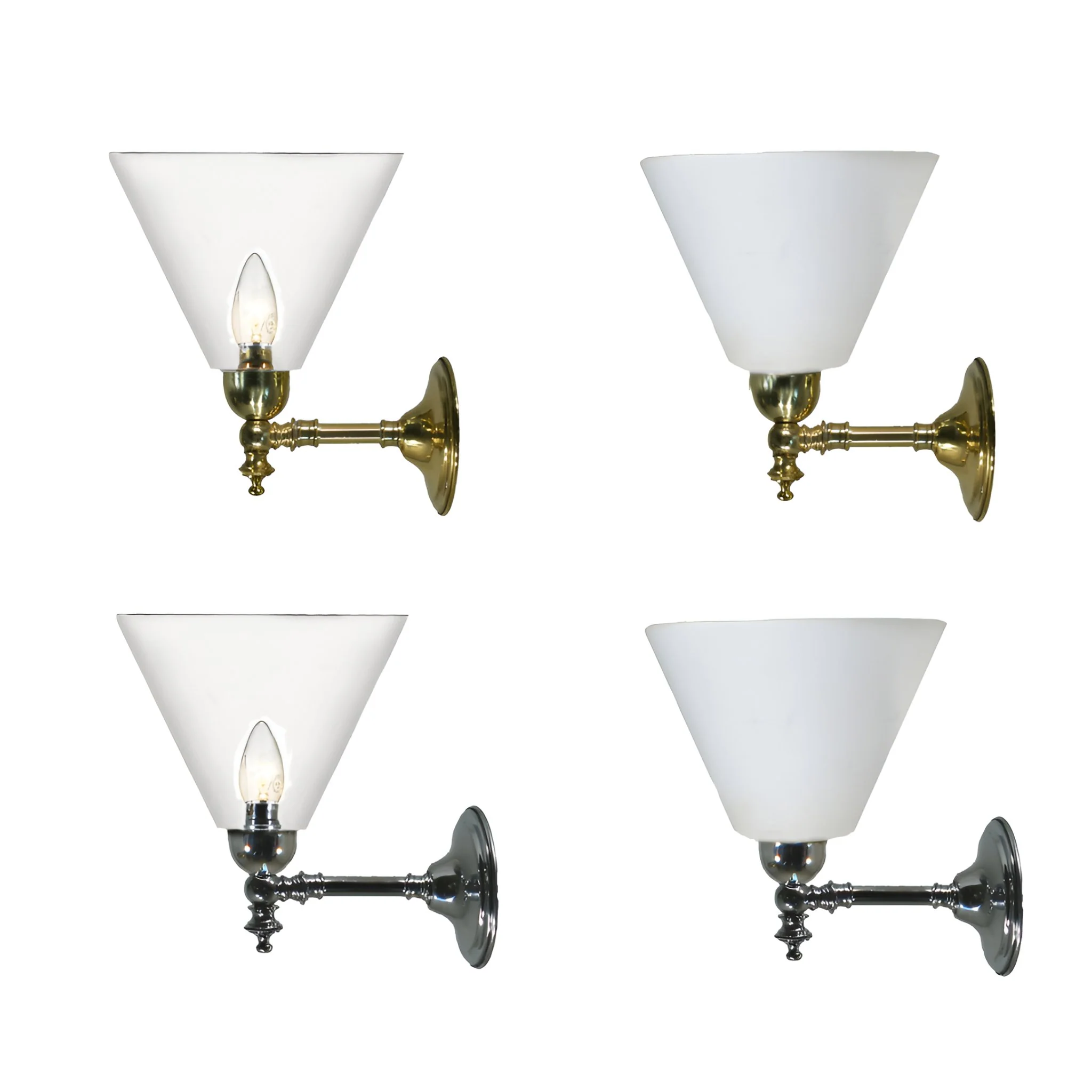 WAUBRA 1 Light  Opal Matt or Clear Glass Wall Light - Brass or Chrome